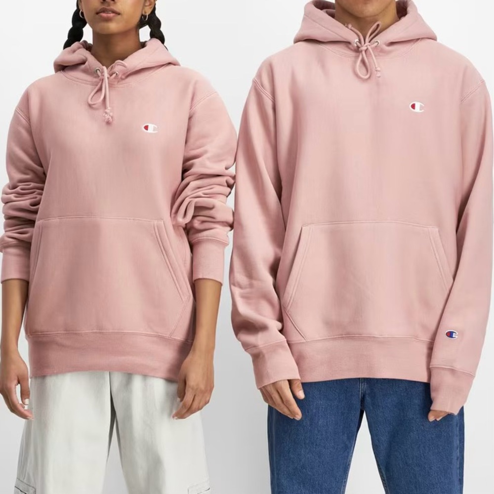 Champion Reverse Weave Pink Hoodie | Large